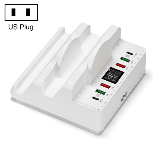 F6 Multifunctional Dual Wireless Charger with Phone Holder & Current Display, US Plug - Apple Accessories by buy2fix | Online Shopping UK | buy2fix