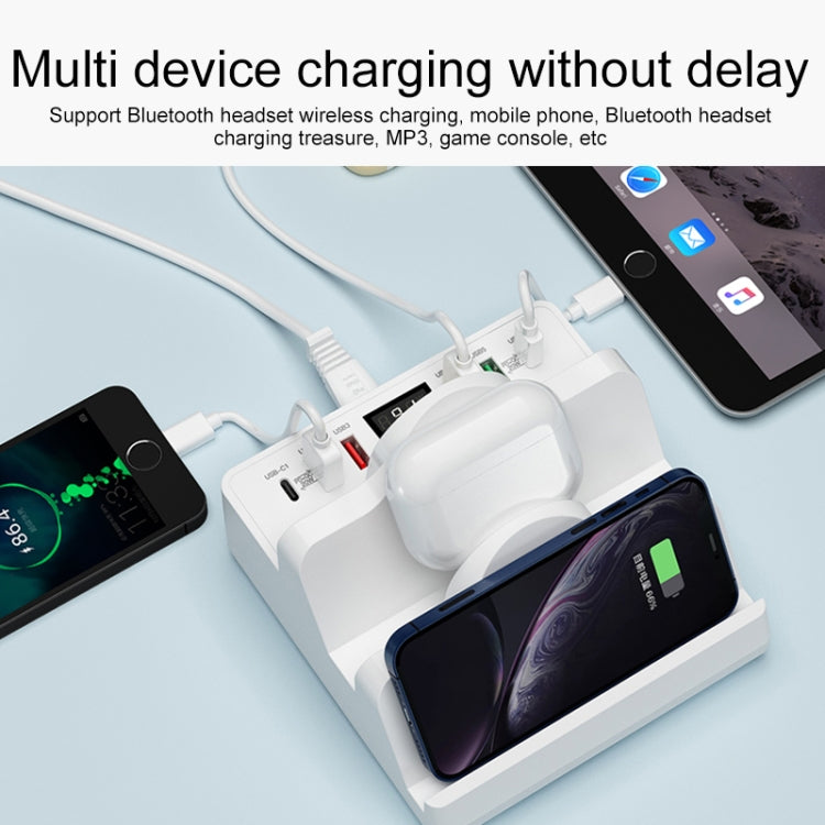 F6 Multifunctional Dual Wireless Charger with Phone Holder & Current Display, US Plug - Apple Accessories by buy2fix | Online Shopping UK | buy2fix