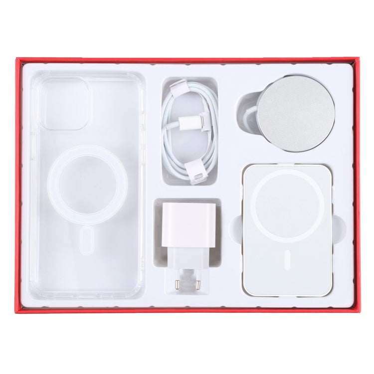 5 in 1 Data Cable + Travel Charger + Wired / Wireless MagSafe Magnetic Wireless Charger + MagSafe Magnetic Phone Case Digital Gift Box Set for iPhone 12 Pro, EU Plug (Red) - Apple Accessories by buy2fix | Online Shopping UK | buy2fix