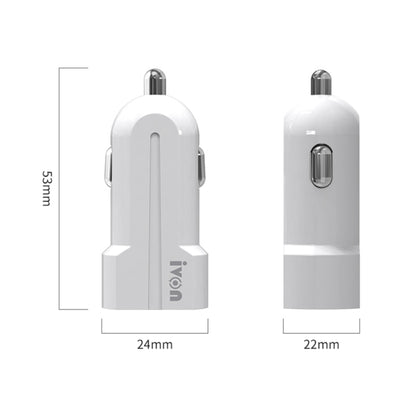 IVON CC13 QC 3.0 Fast Charging Car Charger Set with Micro USB Charging Cable (White) - Car Charger by IVON | Online Shopping UK | buy2fix