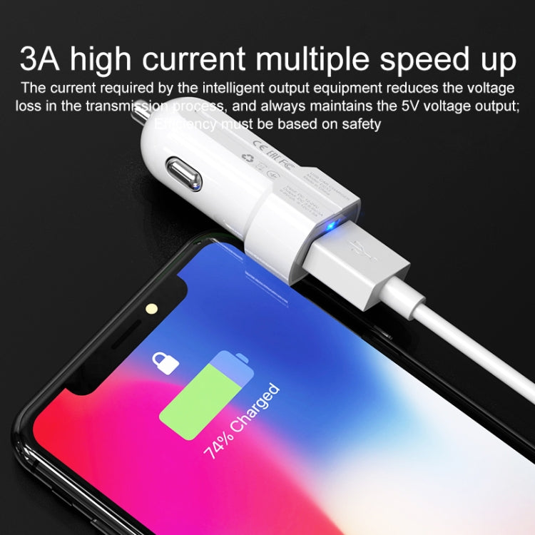 IVON CC13 QC 3.0 Fast Charging Car Charger Set with Micro USB Charging Cable (White) - Car Charger by IVON | Online Shopping UK | buy2fix