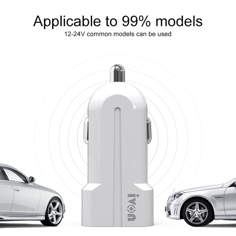 IVON CC13 QC 3.0 Fast Charging Car Charger Set with Micro USB Charging Cable (White) - Car Charger by IVON | Online Shopping UK | buy2fix