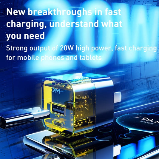 WK WP-U149 20W USB+USB-C/Type-C Dual Port Transparent Charger, Specifications: US Plug (Black) by WK