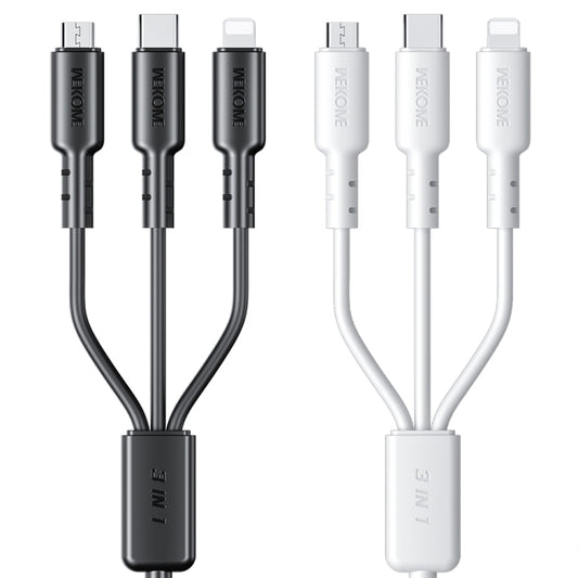 WEKOME WDC-02 Tidal Energy Series 3A USB to 8 Pin+Type-C+Micro USB 3 in 1 PVC Data Cable, Length: 1.2m (Black) by WK