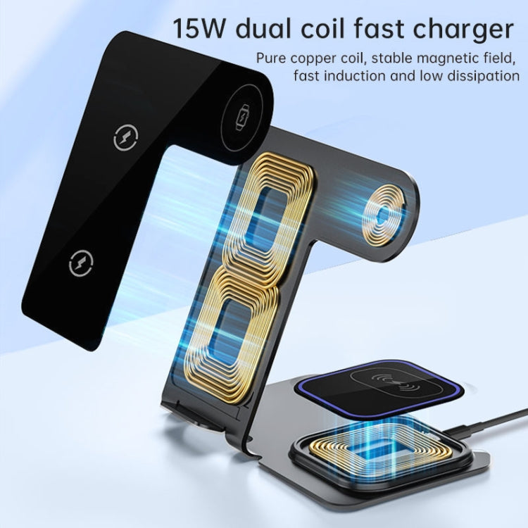 W43 15W 3 in 1 Aluminum Alloy Wireless Charging Stand (Silver) - Wireless Charger by buy2fix | Online Shopping UK | buy2fix