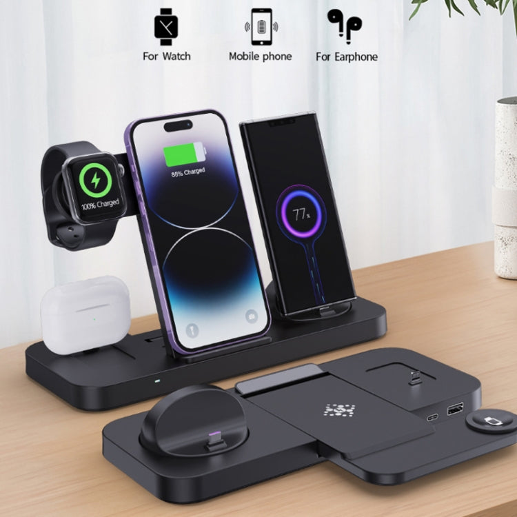 6 in 1 Multifunctional Foldable Vertical Wireless Charger (White) - Wireless Charger by buy2fix | Online Shopping UK | buy2fix