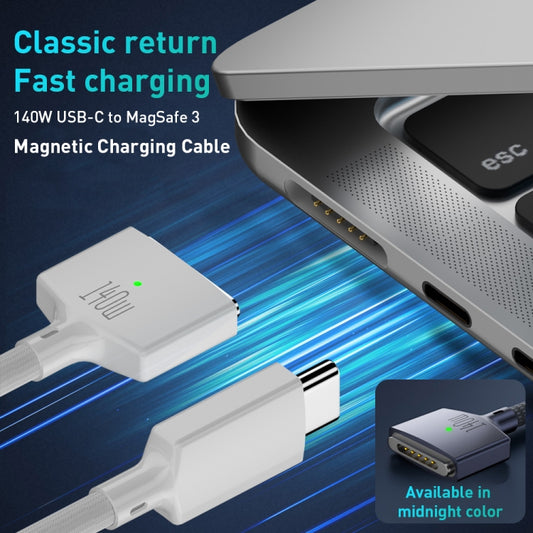 140W USB-C / Type-C to MagSafe 3 Magnetic Fast Charging Cable, Length:2m (Black) by buy2fix