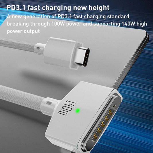 140W USB-C / Type-C to MagSafe 3 Nylon Braided Magnetic Charging Cable, Length: 2m (Blue) by buy2fix