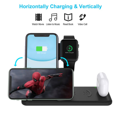 Q20 4 In 1 Wireless Charger Charging Holder Stand Station For iPhone / Apple Watch / AirPods, Support Dual Phones Charging (Black) - Apple Accessories by buy2fix | Online Shopping UK | buy2fix