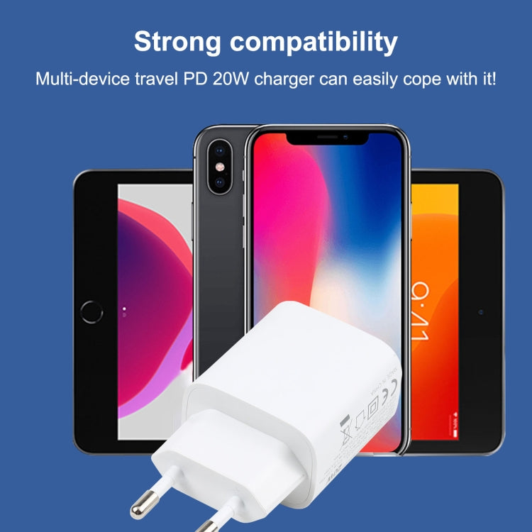 T087 20W USB-C / Type-C + USB Ports Fast Charging Travel Charger, EU Plug - Apple Accessories by buy2fix | Online Shopping UK | buy2fix