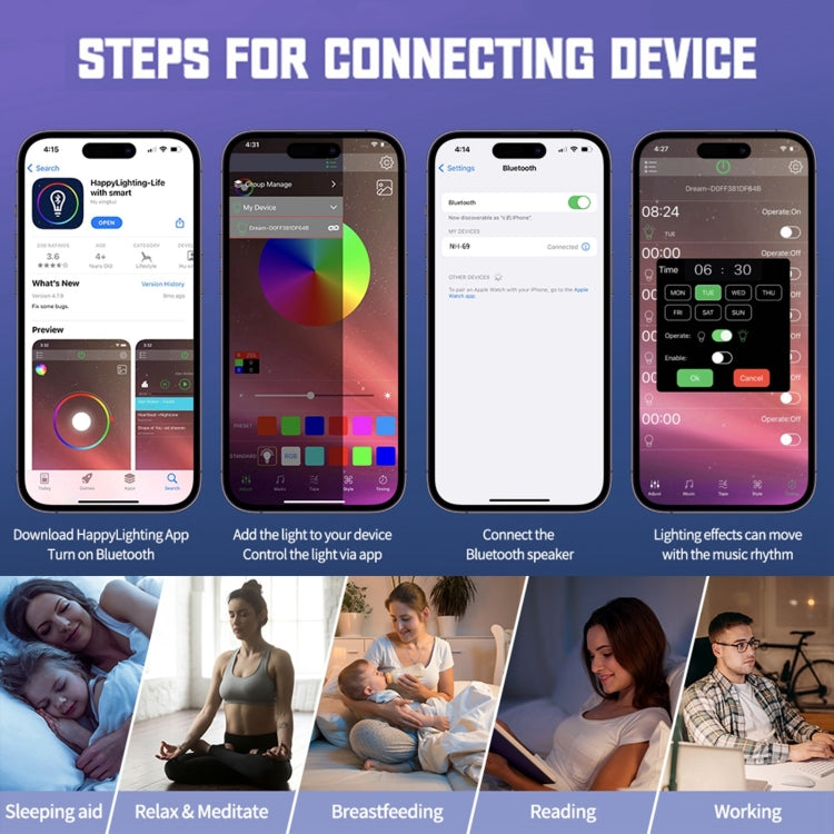 N69 Smart Bluetooth Speaker Support Wireless Charger & Alarm Clock & Ambient Light, EU Plug (White) by buy2fix