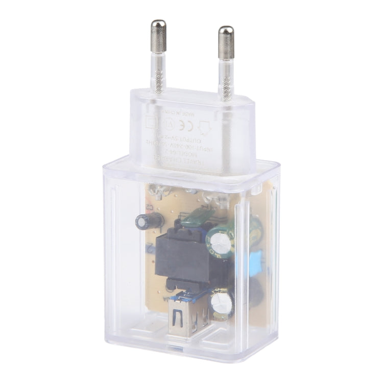 64-2 2A USB Transparent Charger, Specification: EU Plug - USB Charger by buy2fix | Online Shopping UK | buy2fix