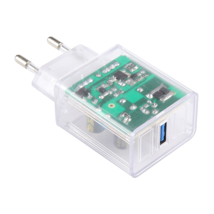 64-2 2A USB Transparent Charger, Specification: EU Plug - USB Charger by buy2fix | Online Shopping UK | buy2fix