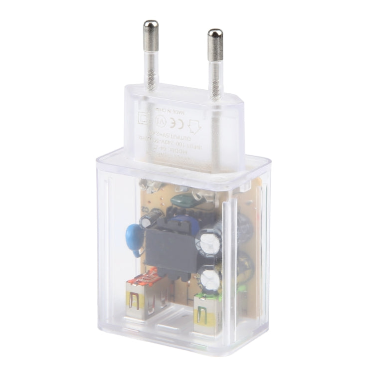 64-22 2A Dual USB Transparent Charger, specification: EU Plug - USB Charger by buy2fix | Online Shopping UK | buy2fix