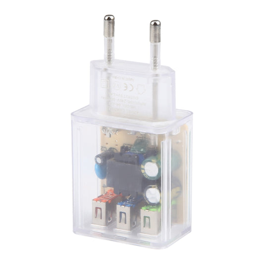 64-222 2A Three USB Transparent Charger, specification: EU Plug by buy2fix