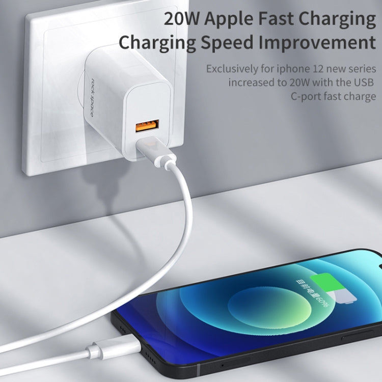 ROCK T43 20W PD USB-C / Type-C + USB Dual Port Travel Charger, CN Plug - Mobile Accessories by ROCK | Online Shopping UK | buy2fix