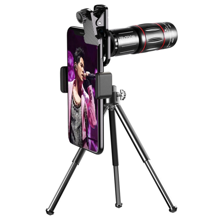 W28-QK Mobile Phone Universal Lens Telescope 28X Big Pocket + Metal Tripod Set - Combination Lens by buy2fix | Online Shopping UK | buy2fix