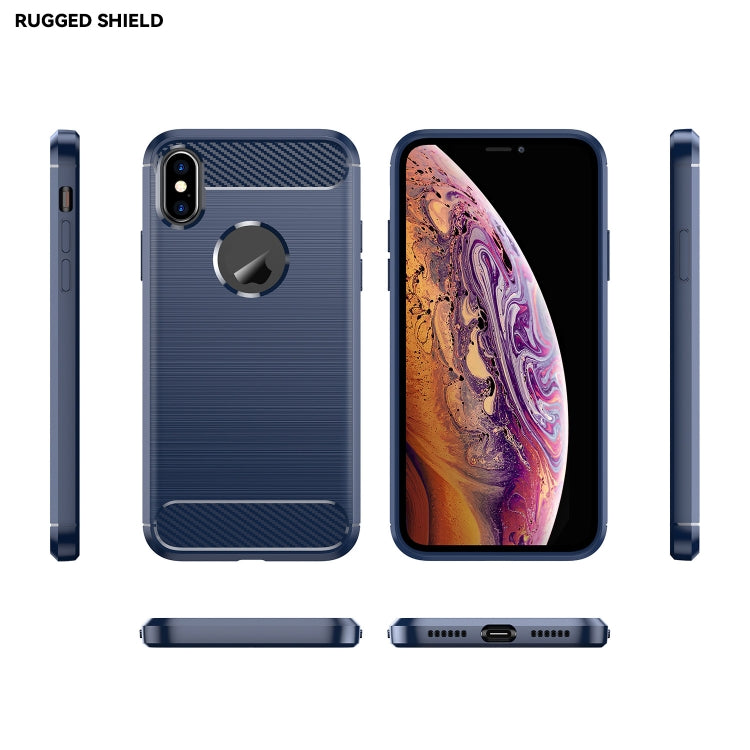 For iPhone X / XS Carbon Fiber TPU Brushed Texture Shockproof Protective Back Cover Case(navy) by buy2fix
