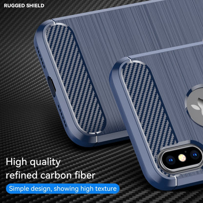 For iPhone X / XS Carbon Fiber TPU Brushed Texture Shockproof Protective Back Cover Case(navy) by buy2fix