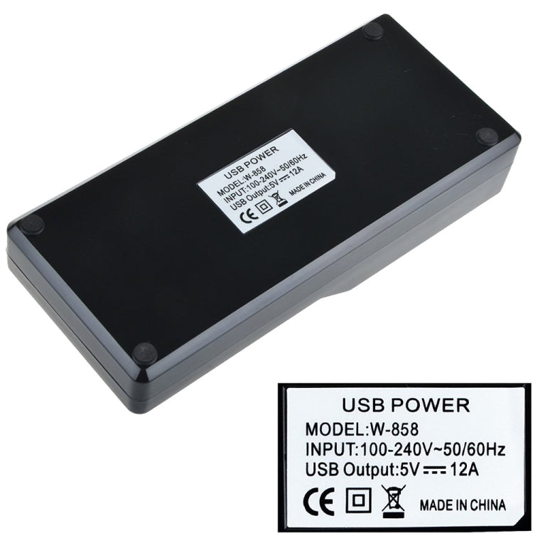 W-858 12A 12 Ports USB Fast Charging Dock Desktop Smart Charger AC100-240V, AU Plug (Black) - Multifunction Charger by buy2fix | Online Shopping UK | buy2fix