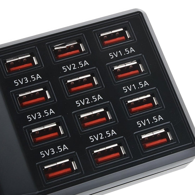 W-858 12A 12 Ports USB Fast Charging Dock Desktop Smart Charger AC100-240V, UK Plug (Black) - Multifunction Charger by buy2fix | Online Shopping UK | buy2fix