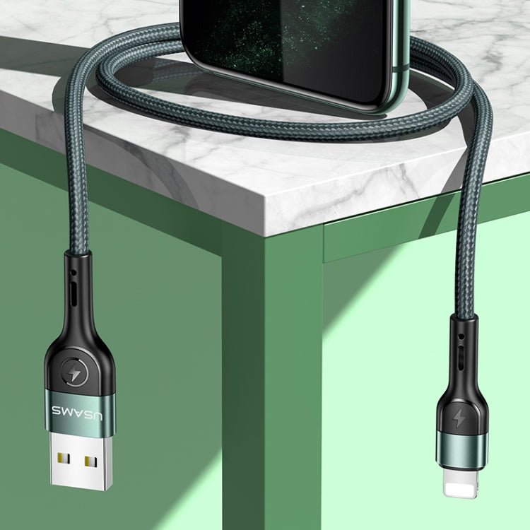 USAMS US-SJ448 U55 2A 8 Pin Aluminum Alloy Weave Charging Cable, Length:1m (Green) - Normal Style Cable by USAMS | Online Shopping UK | buy2fix