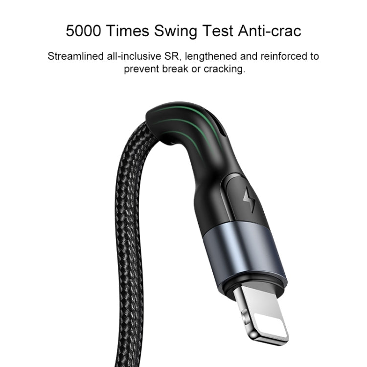 USAMS US-SJ448 U55 2A 8 Pin Aluminum Alloy Weave Charging Cable, Length:1m (Green) - Normal Style Cable by USAMS | Online Shopping UK | buy2fix