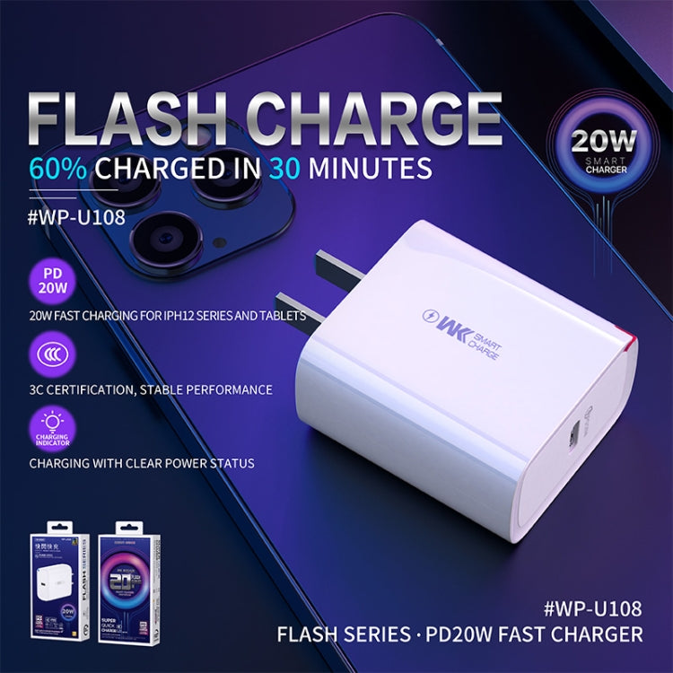 WK WP-U108 20W PD Fast Charger, Plug Type: CN Plug - Apple Accessories by WK | Online Shopping UK | buy2fix