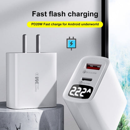 WK WP-U109 Max 20W USB + Type-C Fast Charging with Digital Display , Plug Type: US Plug - Apple Accessories by WK | Online Shopping UK | buy2fix