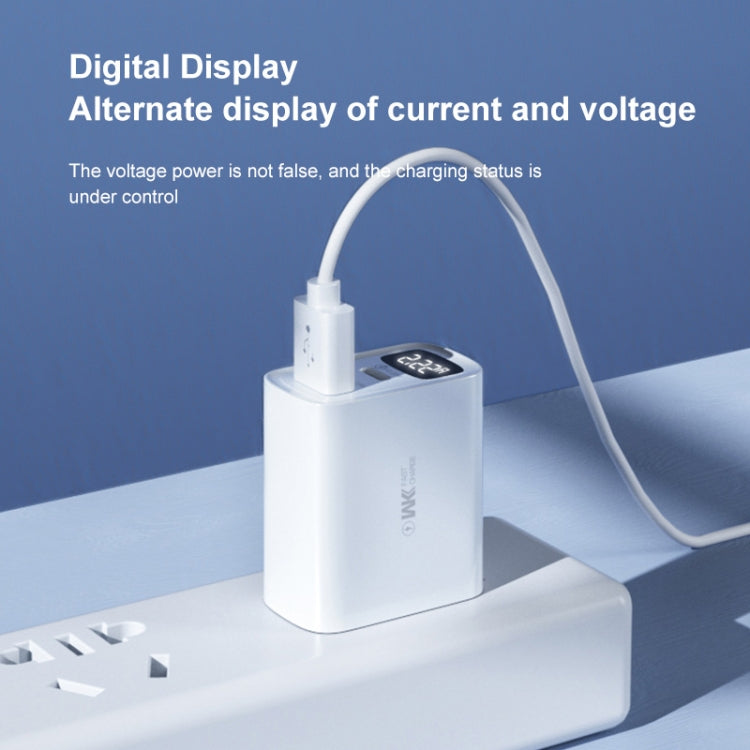 WK WP-U109 Max 20W USB + Type-C Fast Charging with Digital Display , Plug Type: US Plug - Apple Accessories by WK | Online Shopping UK | buy2fix