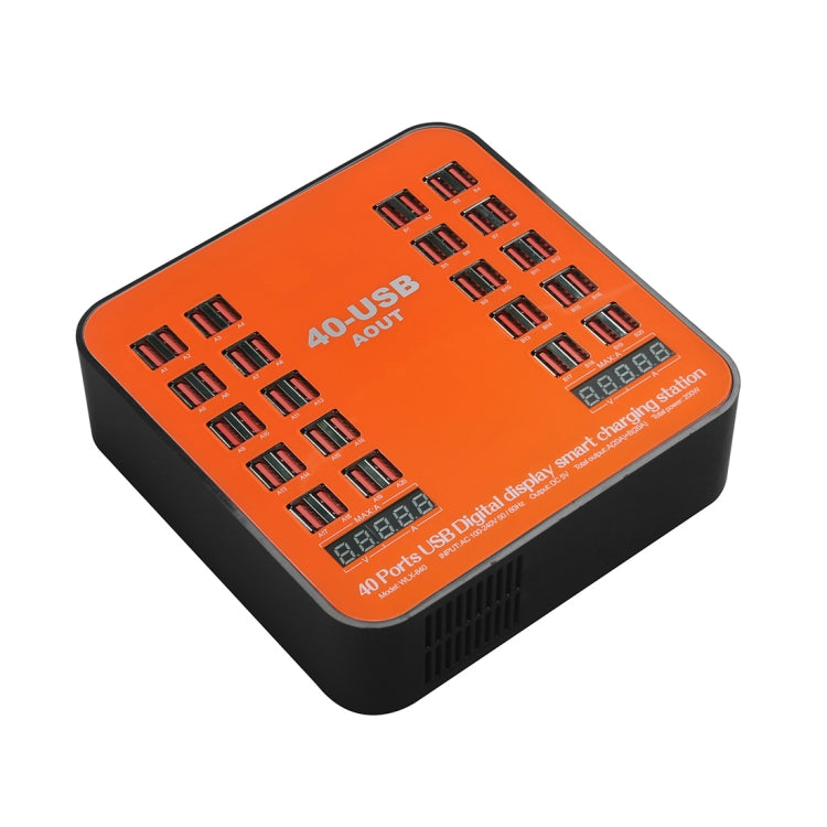 WLX-840 200W 40 Ports USB Digital Display Smart Charging Station AC100-240V, AU Plug (Black+Orange) - Multifunction Charger by buy2fix | Online Shopping UK | buy2fix