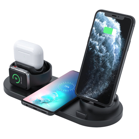 HQ-UD15-aktualisiertes 6-in-1-Wireless-Ladegerät für iPhone, Apple Watch, AirPods und andere Android-Telefone (Schwarz)