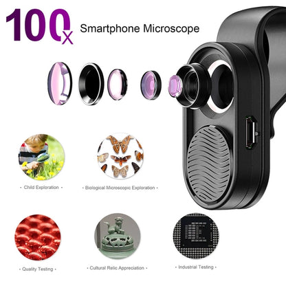 APEXEL APL-MS001 100X Smartphone Microscope with LED Light - Others Lens by APEXEL | Online Shopping UK | buy2fix