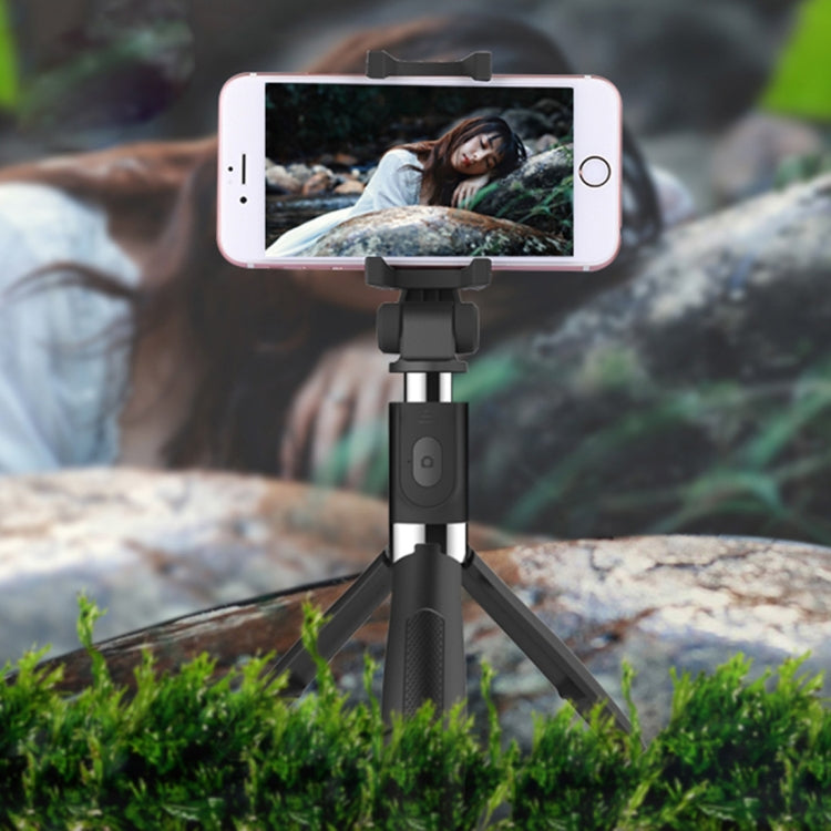 2 in 1 Foldable Bluetooth Shutter Remote Selfie Stick Tripod for iPhone and Android Phones(Black) - Consumer Electronics by buy2fix | Online Shopping UK | buy2fix