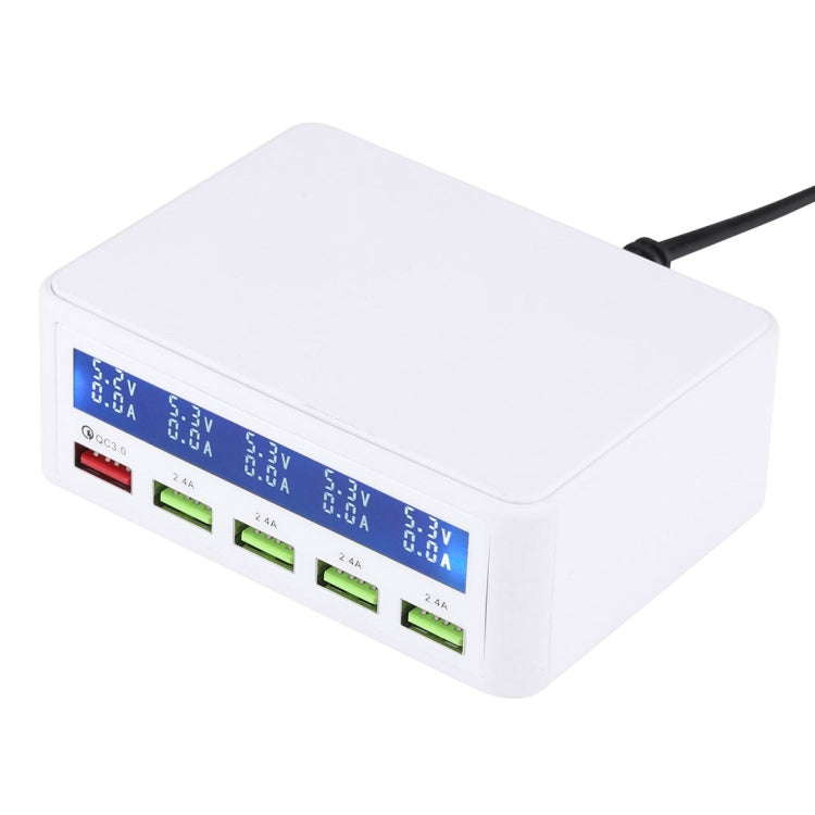 40W QC3.0  2.4A  4-USB Ports Fast Charger Station Travel Desktop Charger Power Adapter with LCD Digital Display, EU Plug - Multifunction Charger by buy2fix | Online Shopping UK | buy2fix