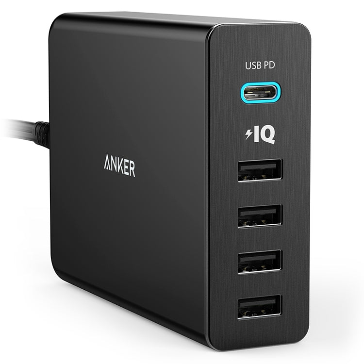 ANKER 2.4A USB-C / Type-C Power Delivery PD + 4 Ports Wall Changer for Mobile Phones / Tables / Macbooks(Black) - Apple Accessories by ANKER | Online Shopping UK | buy2fix