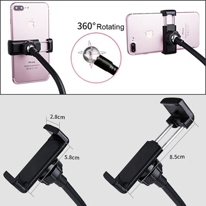 Makeup USB Selfie Ring Light with Clip Lazy Bracket Cell Phone Holder Stand, With 3-Light Mode, 10-Level Brightness LED Desk Lamp, Compatible with iPhone / Android,  for Live Stream, KTV, Live Broadcast, Live Show, etc - Consumer Electronics by buy2fix | Online Shopping UK | buy2fix