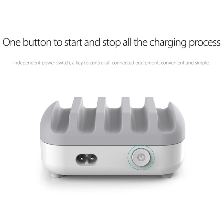 ORICO DUK-5P 40W 5 USB Ports Smart Charging Station with Phone & Tablet Stand(White) - Multifunction Charger by ORICO | Online Shopping UK | buy2fix