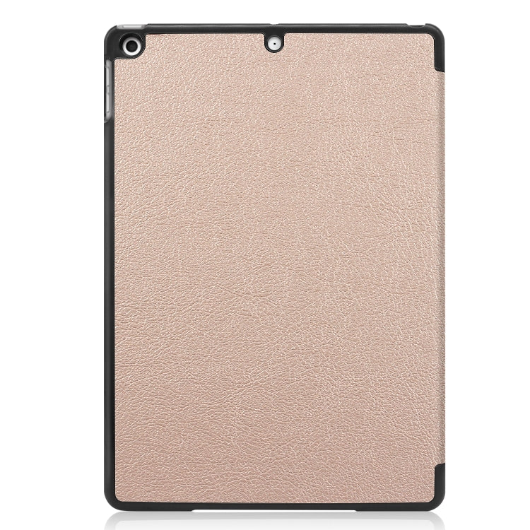 For iPad 10.2 Custer Texture Horizontal Flip Smart PU Leather Case with Sleep / Wake-up Function & Three-folding Holder (Gold) - iPad 10.2 Cases by buy2fix | Online Shopping UK | buy2fix