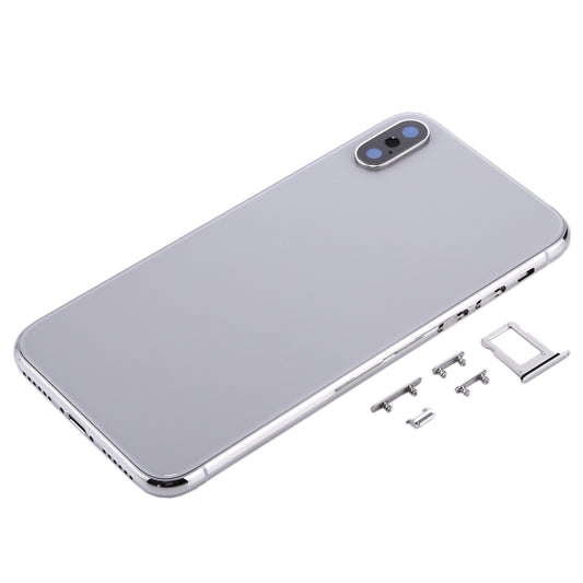 Back Housing Cover with SIM Card Tray & Side keys for iPhone X(Silver) by buy2fix