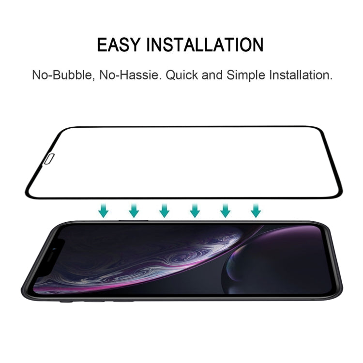 For iPhone 11 / XR Full Glue Silk Print Full Screen Tempered Glass Film(Black) - iPhone XR Tempered Glass by buy2fix | Online Shopping UK | buy2fix