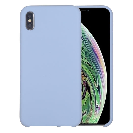 Pour iPhone XR Étui en silicone liquide à couverture complète aux quatre coins (bleu bébé)