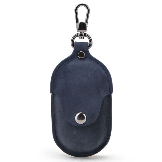 CF1109 For Galaxy Buds Crazy Horse Texture Clamshell Earphone Protective Leather Case with Hook (Sapphire Blue)