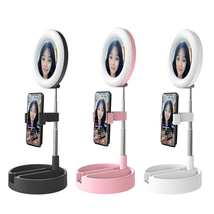 WK G3 Folding Storage Type Desktop Multi-function Live Light Makeup Mirror Holder (Pink) - Consumer Electronics by WK | Online Shopping UK | buy2fix