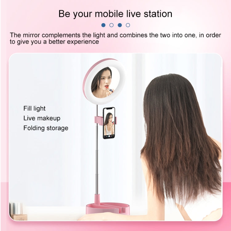 WK G3 Folding Storage Type Desktop Multi-function Live Light Makeup Mirror Holder (Pink) - Consumer Electronics by WK | Online Shopping UK | buy2fix