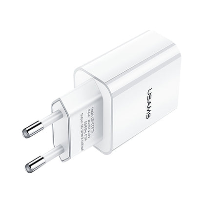 USAMS US-CC075 T18 2.1A Single USB Travel Charger, EU Plug (White) by USAMS