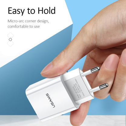 USAMS US-CC075 T18 2.1A Single USB Travel Charger, EU Plug (White) by USAMS