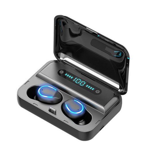 Écouteur Bluetooth tactile intelligent à suppression de bruit F9-5 avec boîtier de chargement, prend en charge l'affichage de puissance LED à trois écrans, les appels HD, la banque d'alimentation et Siri (noir)