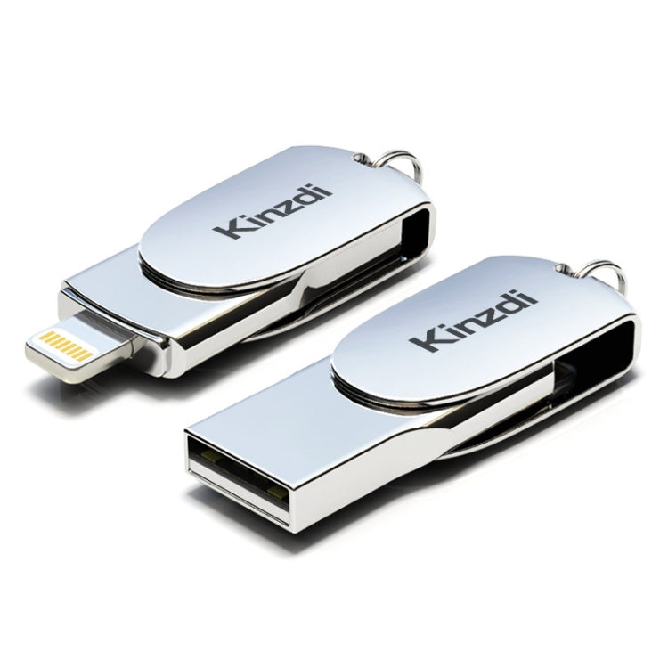 Kinzdi 64GB USB + 8 Pin Interface Metal Twister Flash U Disk (Silver) - USB Flash Drives by Kinzdi | Online Shopping UK | buy2fix