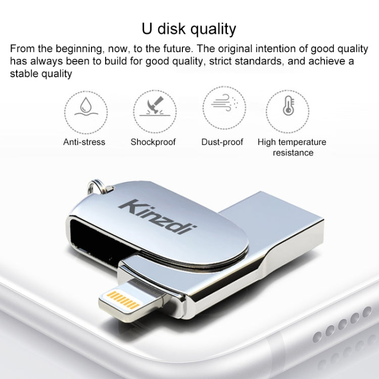 Kinzdi 64GB USB + 8 Pin Interface Metal Twister Flash U Disk (Silver) - USB Flash Drives by Kinzdi | Online Shopping UK | buy2fix